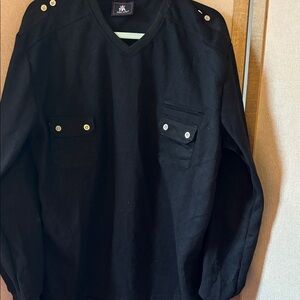 Red ape Black V-Neck Sweater with Button Details xl